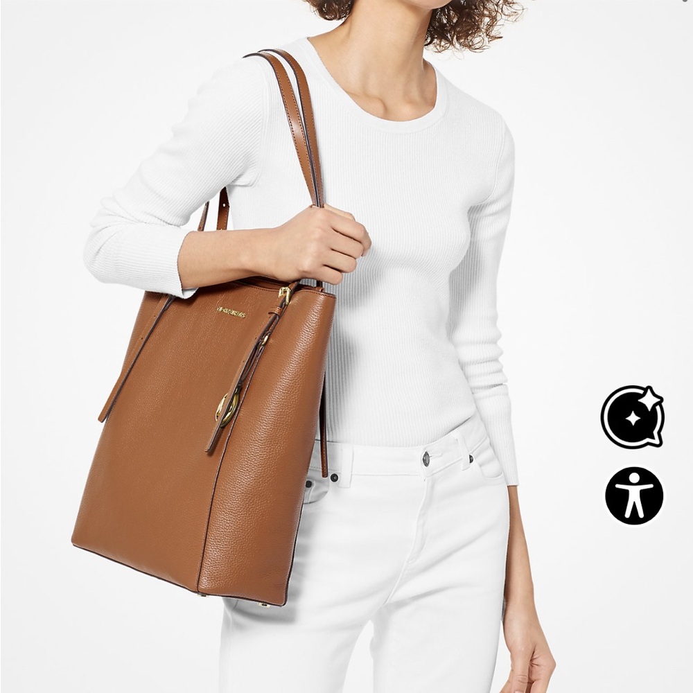 Michael Kors Megan large pebble leather Tan light brown neutral Tote bag